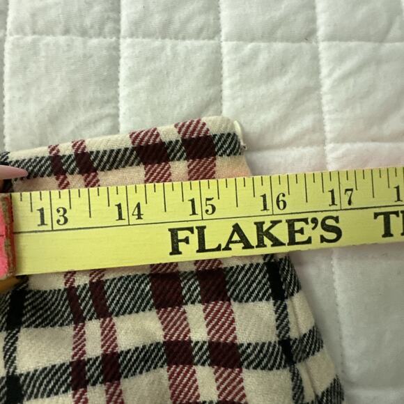 Vintage Ann Taylor Skirt Womens 8 Cream Red Plaid Mini Retro Y2K Preppy Office - Picture 6 of 8